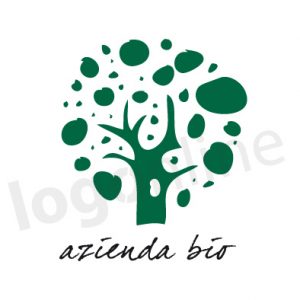 Logo online albero verde, per prodotti, ristoranti, locali, azienda. Biologico, vegetariano. Logonline